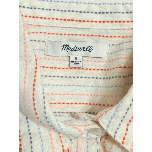 Madewell Courier Stitched Rainbow Striped Shirt, Size M - Picture 9 of 10